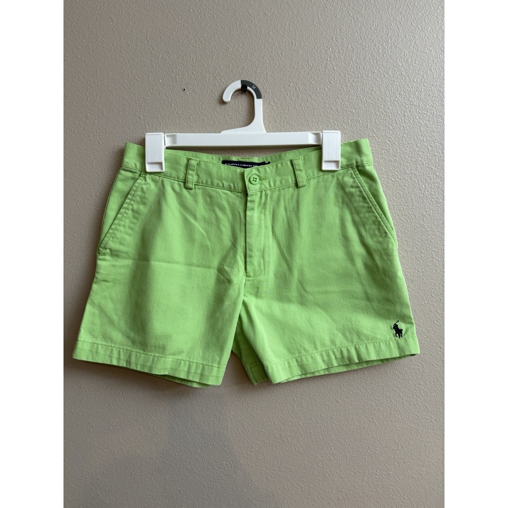 Ralph Lauren Sport Shorts Womens 6 Green Chino Pony Preppy Classic Resort